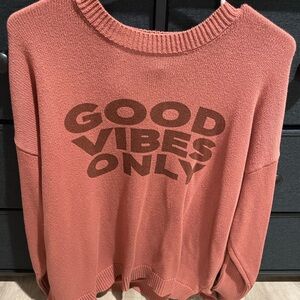 Sincerely Jules 'Good Vibes Only' Sweater - Coral